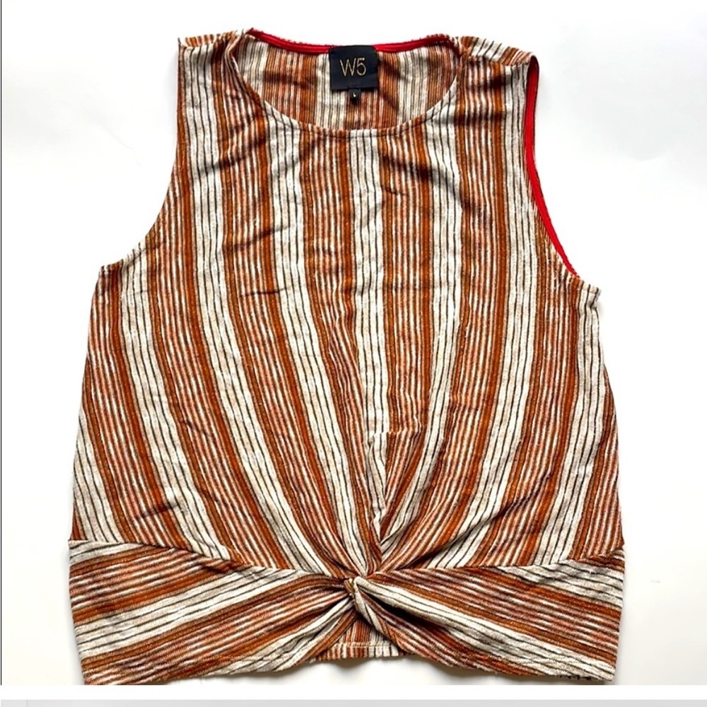 anthropologie W5 Women's Brown and White Striped Tank Top jersey soft
